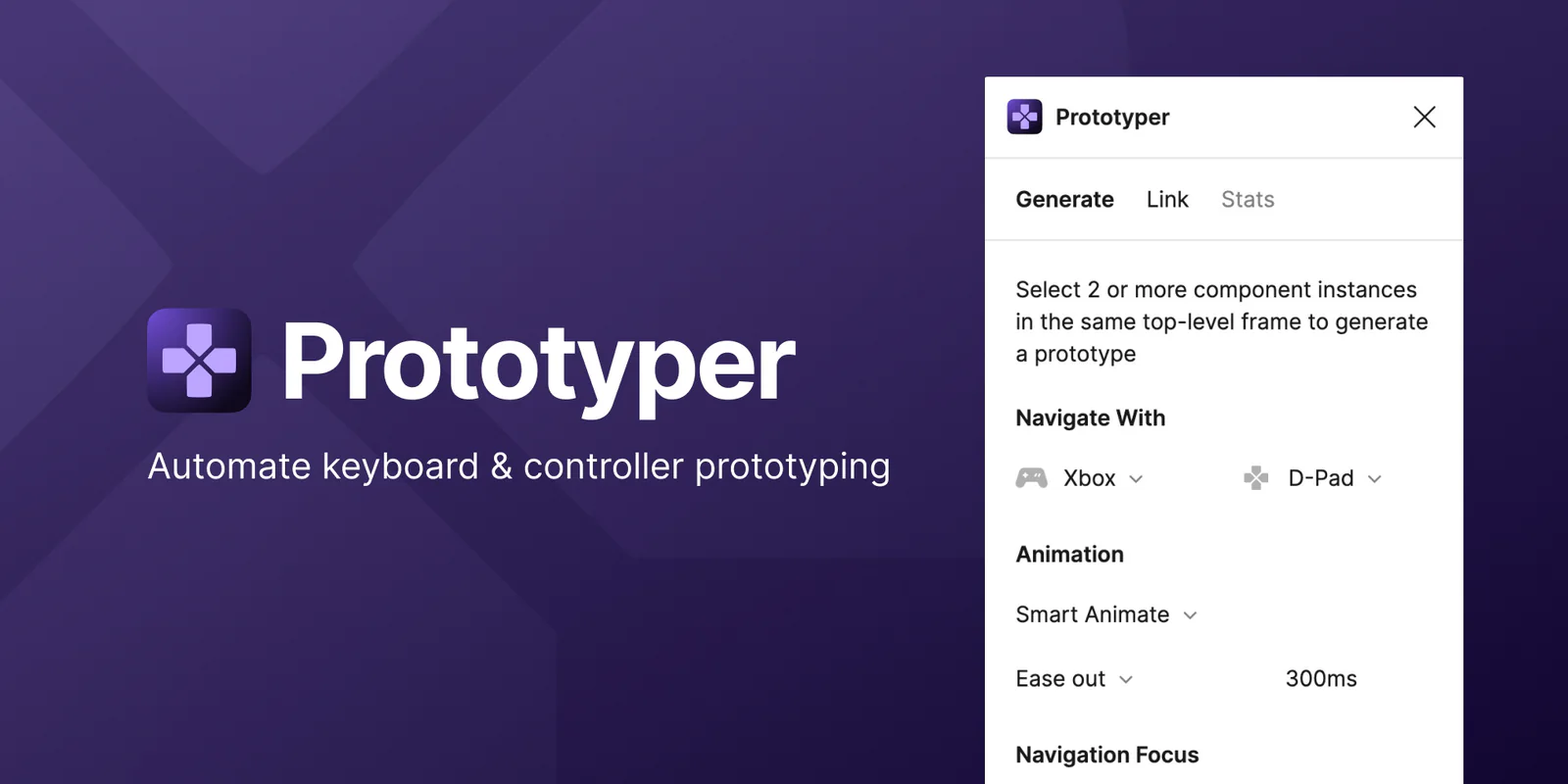 Prototyper – Game controller & keyboard navigation prototypes Figma 插件详情预览图