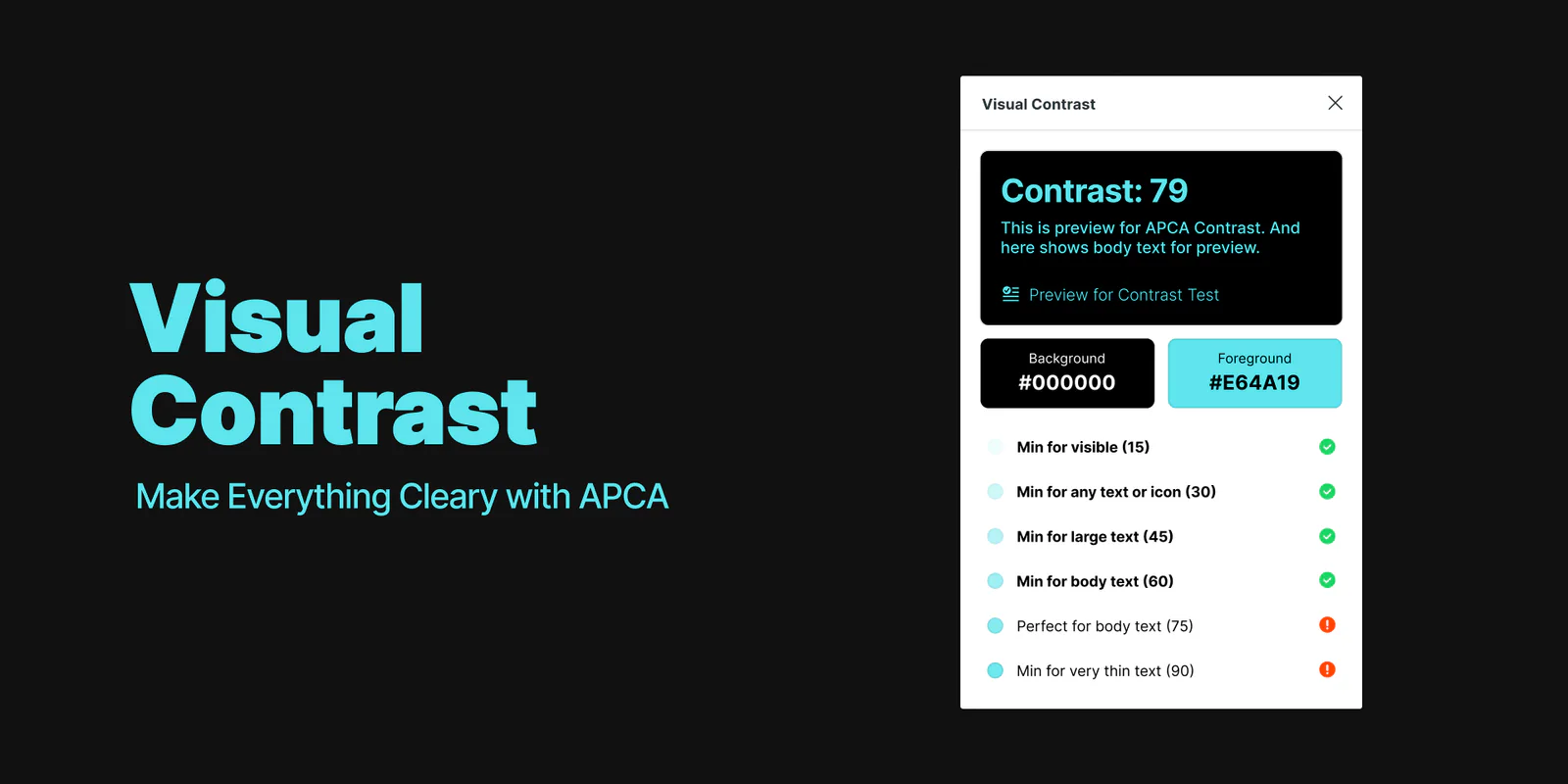 Visual Contrast: Everything clearly with APCA Figma 插件详情预览图
