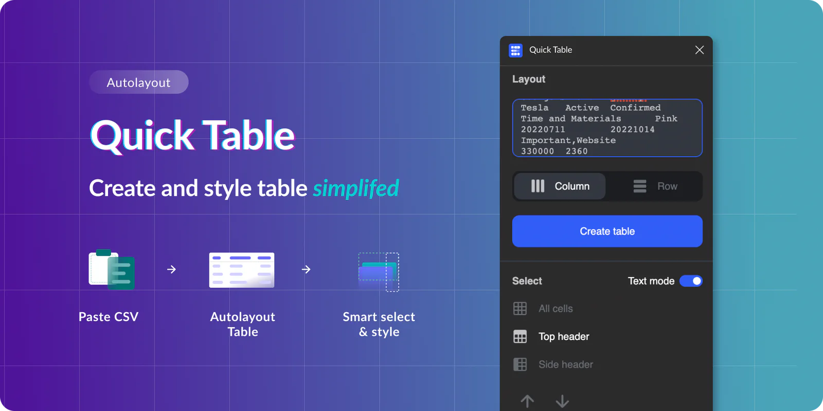 Quick table Figma 插件详情预览图