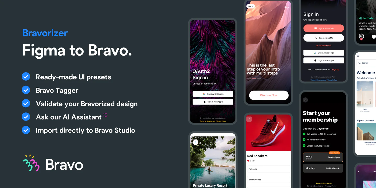 Figma to Bravo Studio -> Design & build native apps Figma 插件详情预览图
