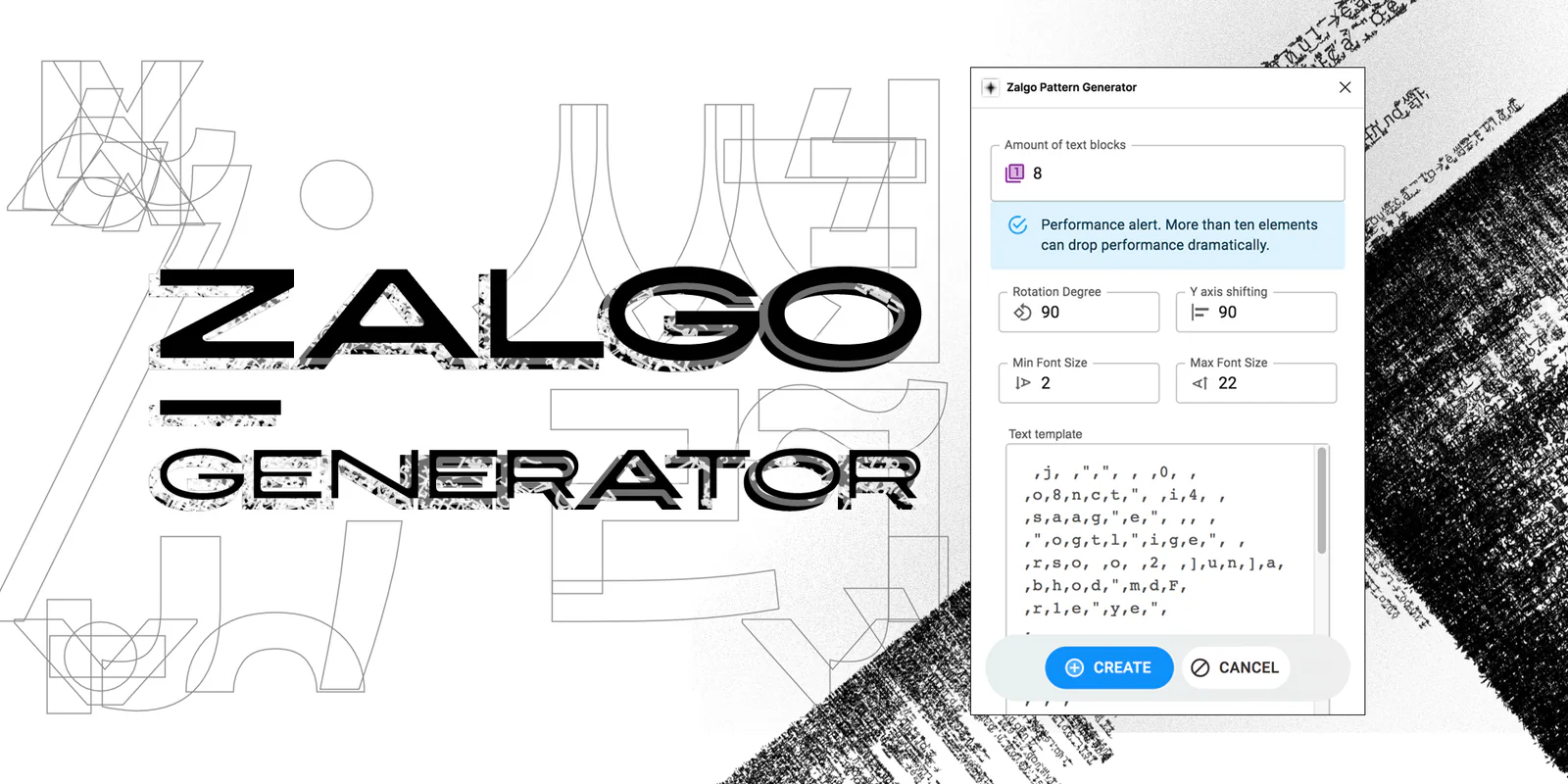 Zalgo Patterns Generator Figma 插件详情预览图