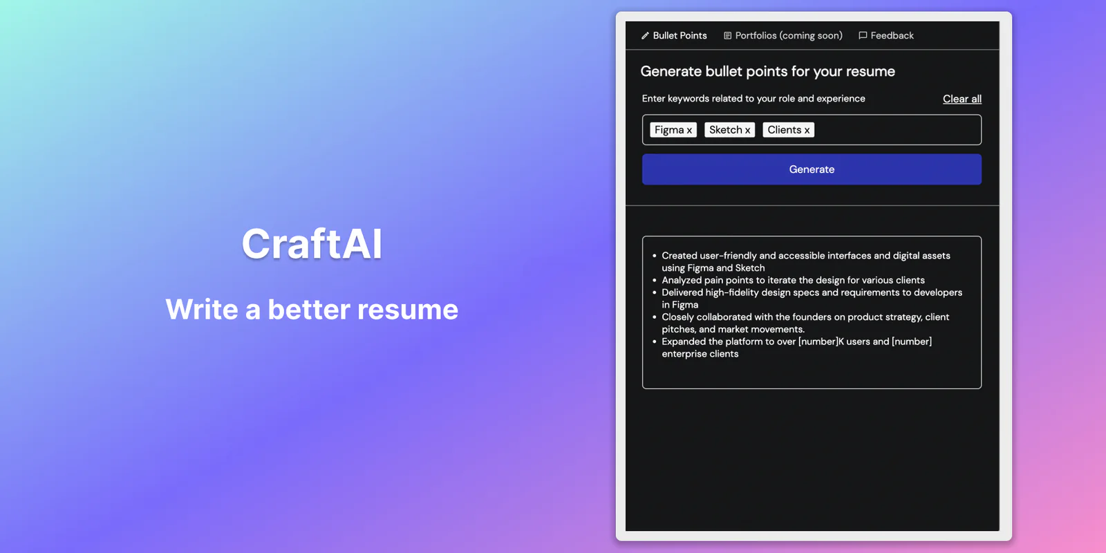 CraftAI - Resume/Portfolio Writer Figma 插件详情预览图