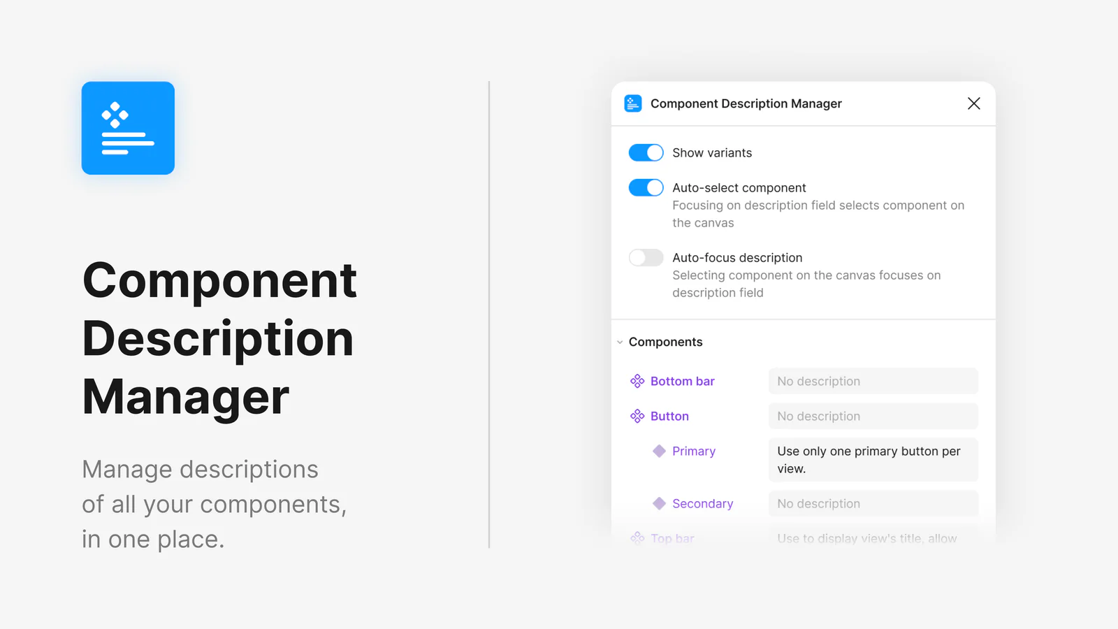 Component Description Manager Figma 插件详情预览图