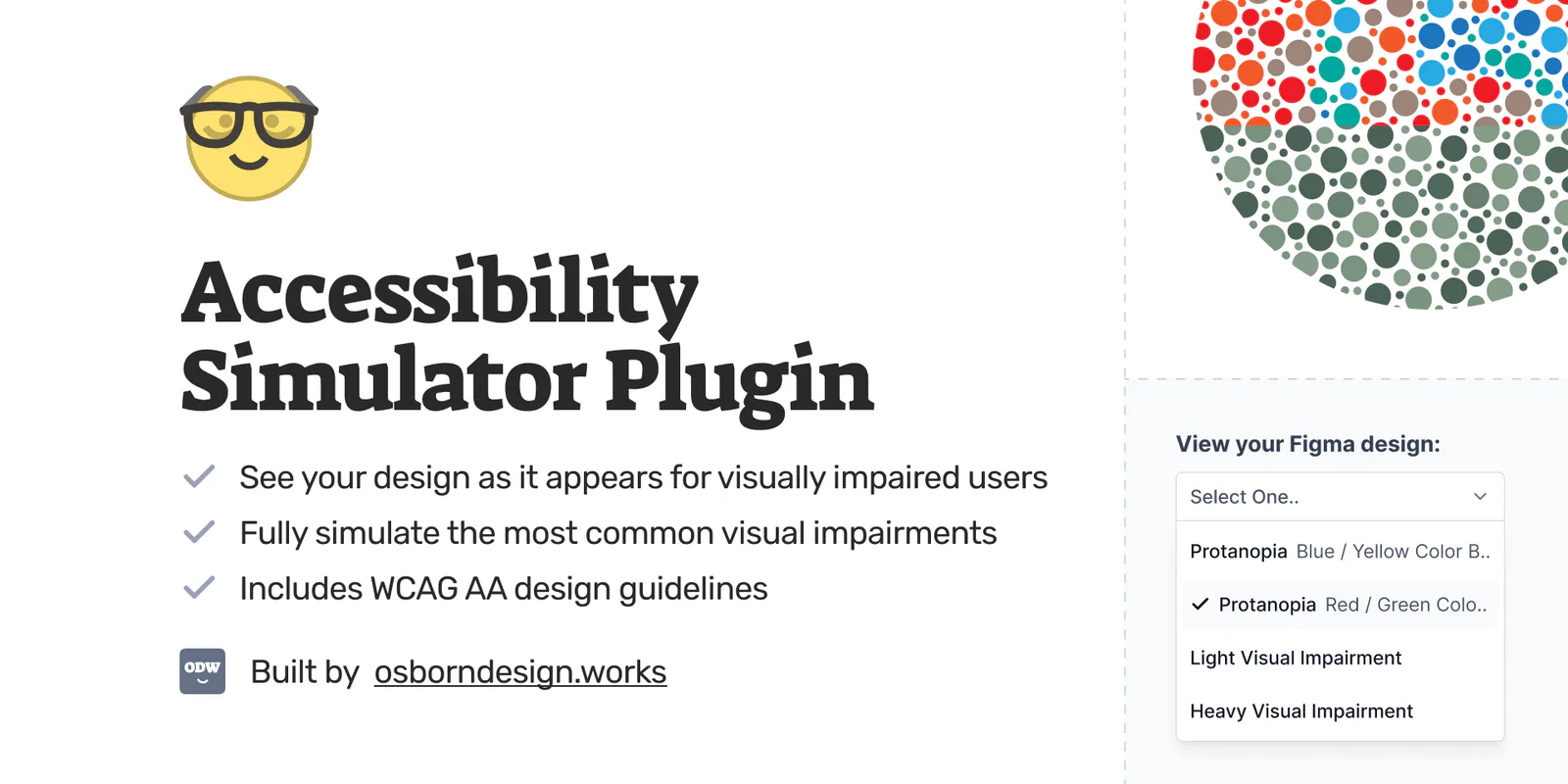 Accessibility Simulator (Test compliance with WCAG AA 2.1 guidelines) Figma 插件详情预览图