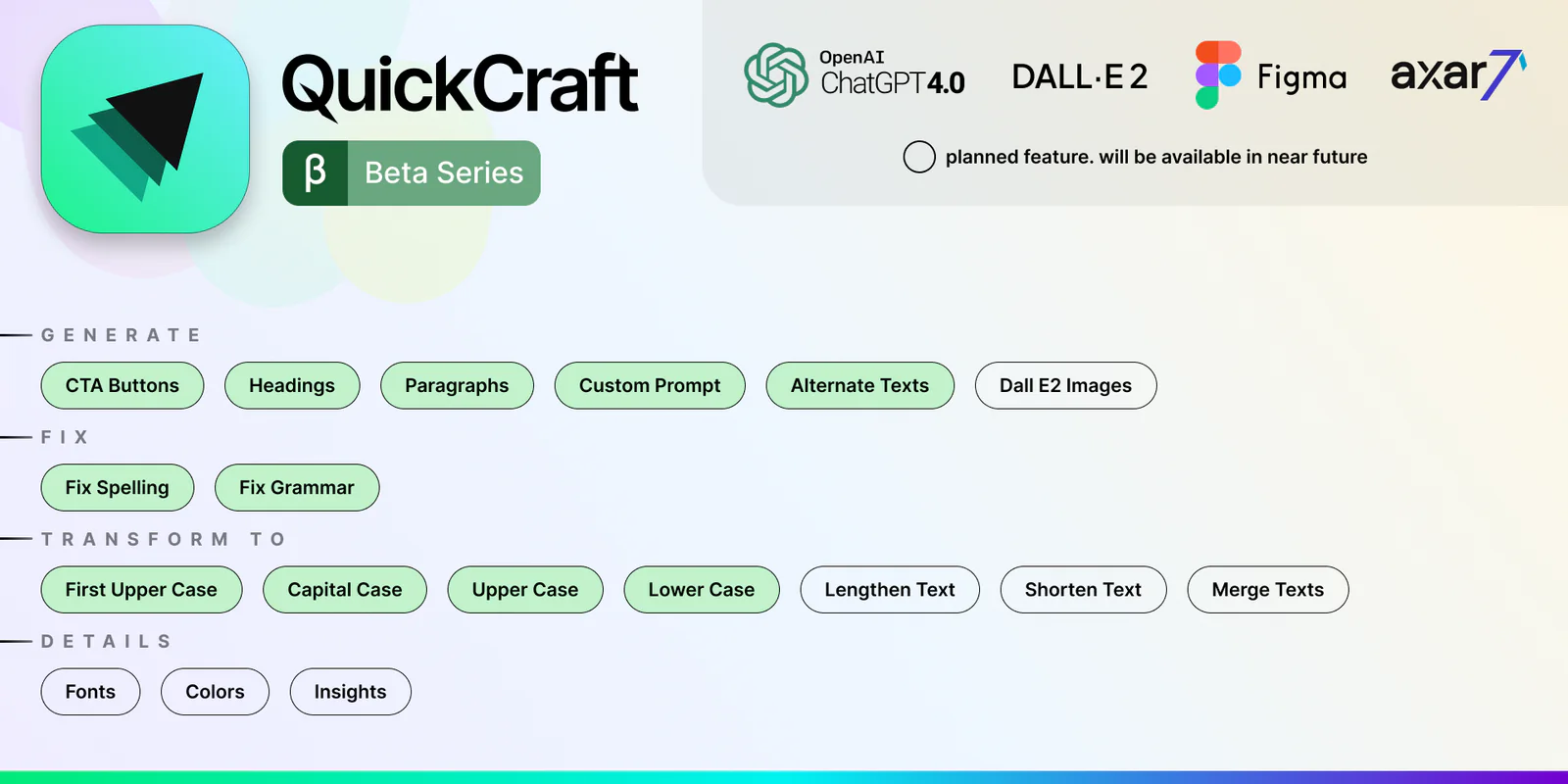 QuickCraft AI (ChatGPT + Dall E) Figma 插件详情预览图