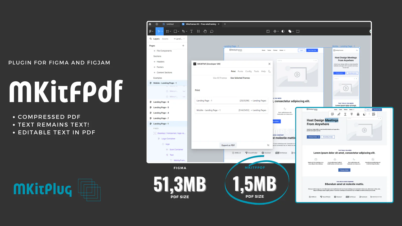 MKitFPdf: PDF Export with TEXT and VECTOR objects Figma 插件详情预览图