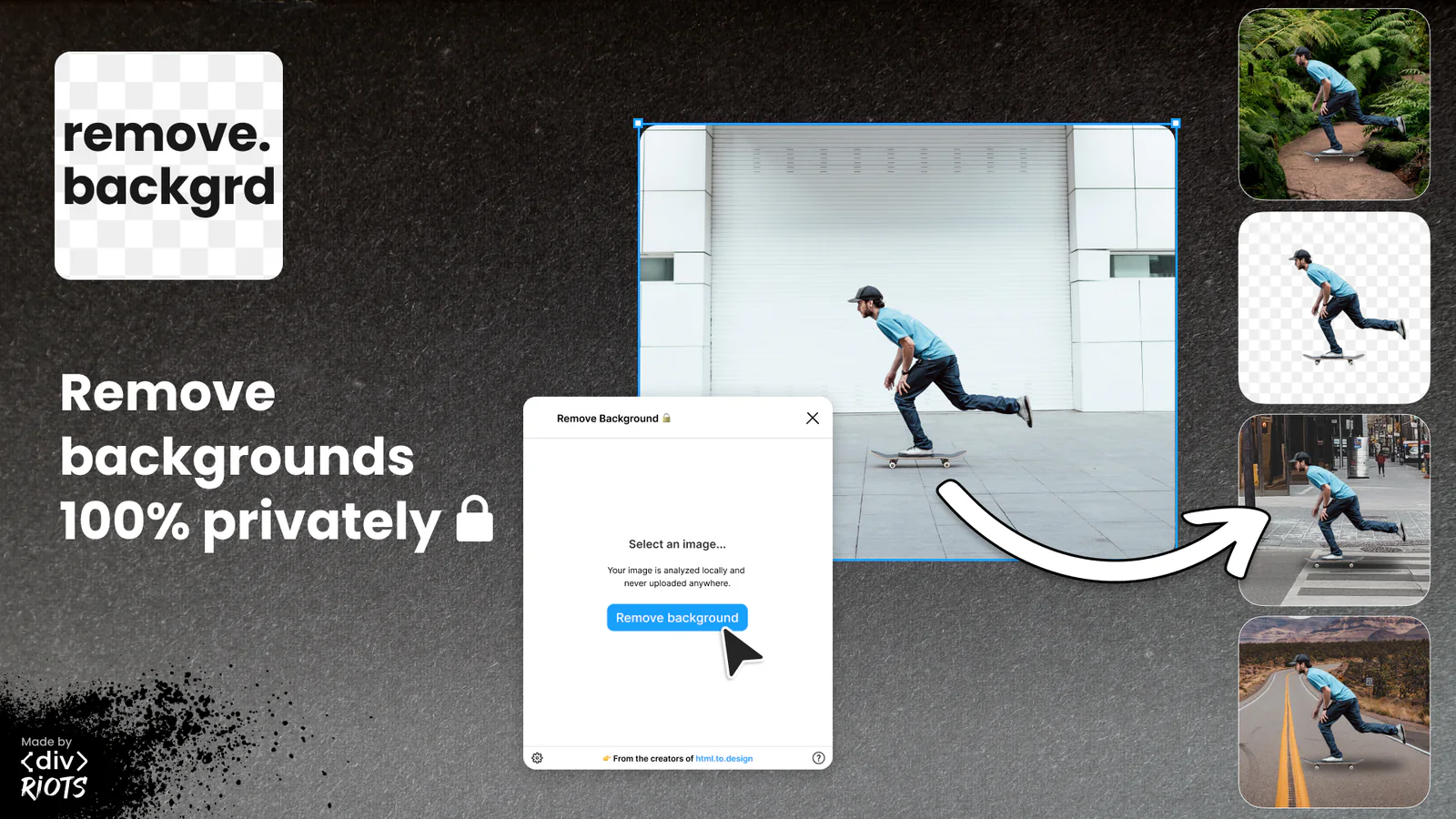 Remove Background (Privacy-First) — by ‹div›RIOTS Figma 插件详情预览图
