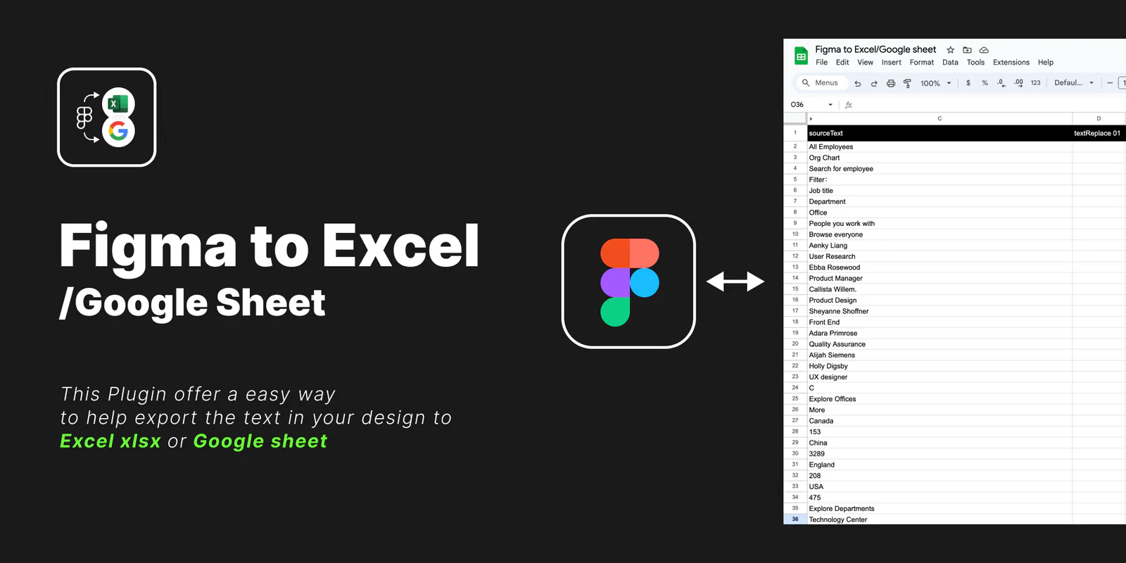 Figma to Excel/Google Sheet Figma 插件详情预览图