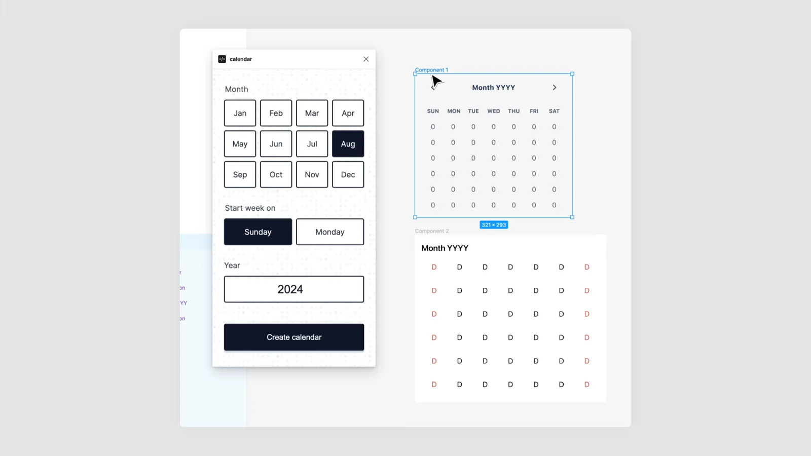 calendar dates generator Figma 插件详情预览图