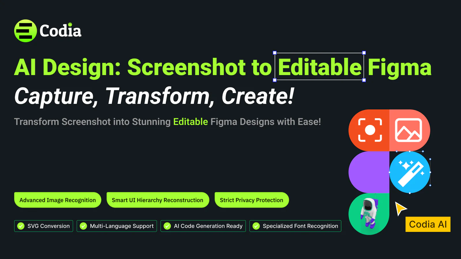 Codia AI Design: Screenshot to Editable Figma Design Figma 插件详情预览图