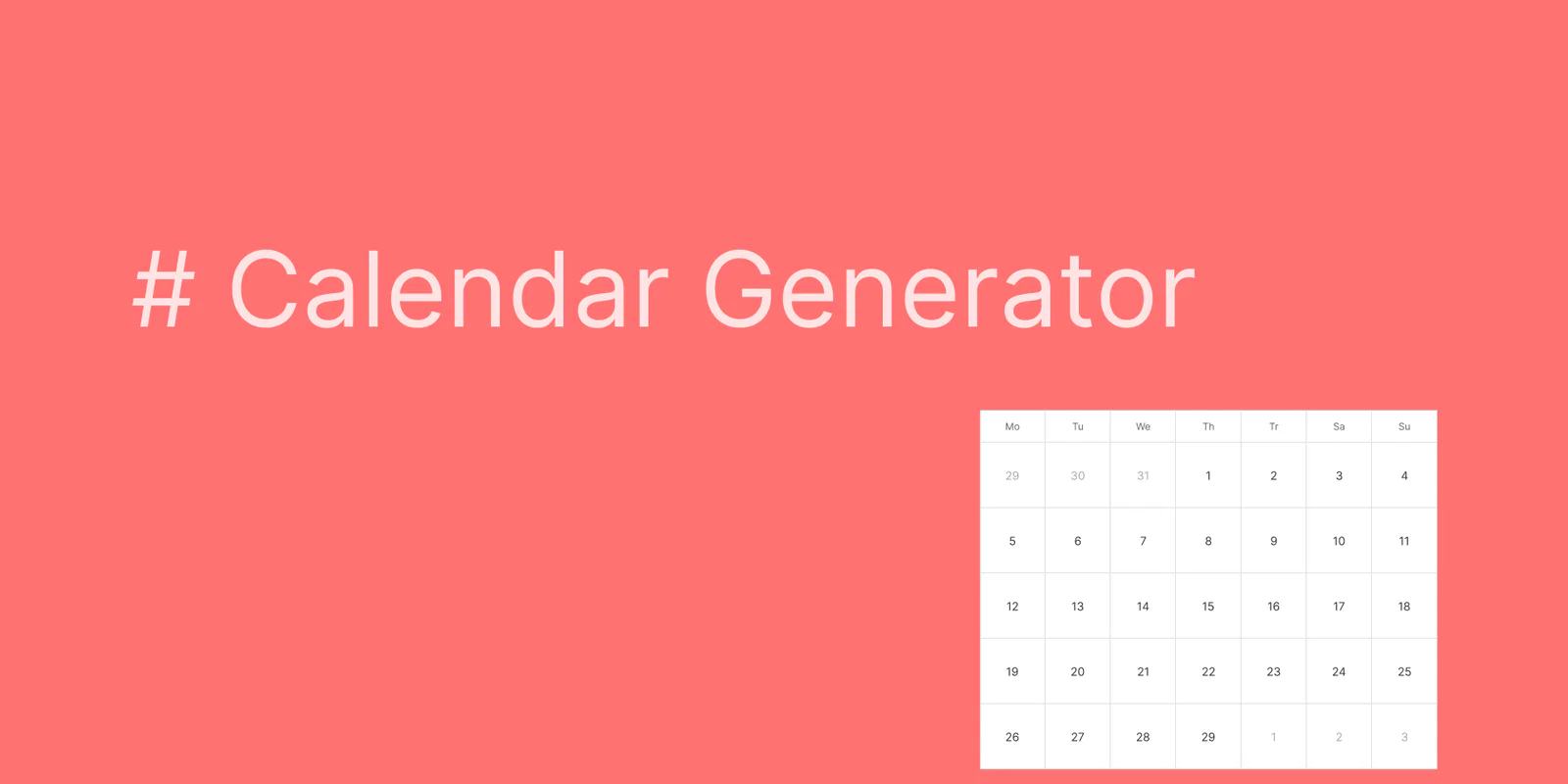 Simple Calendar Generator Figma 插件详情预览图