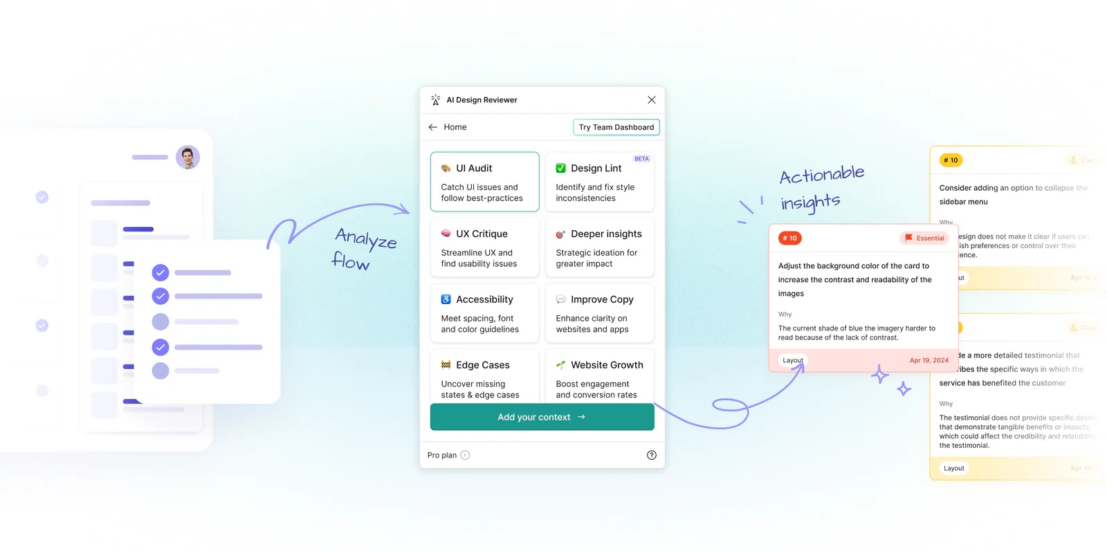 AI Design Reviewer: UI/UX, Accessibility, Design System Linter + Prototypes Figma 插件详情预览图