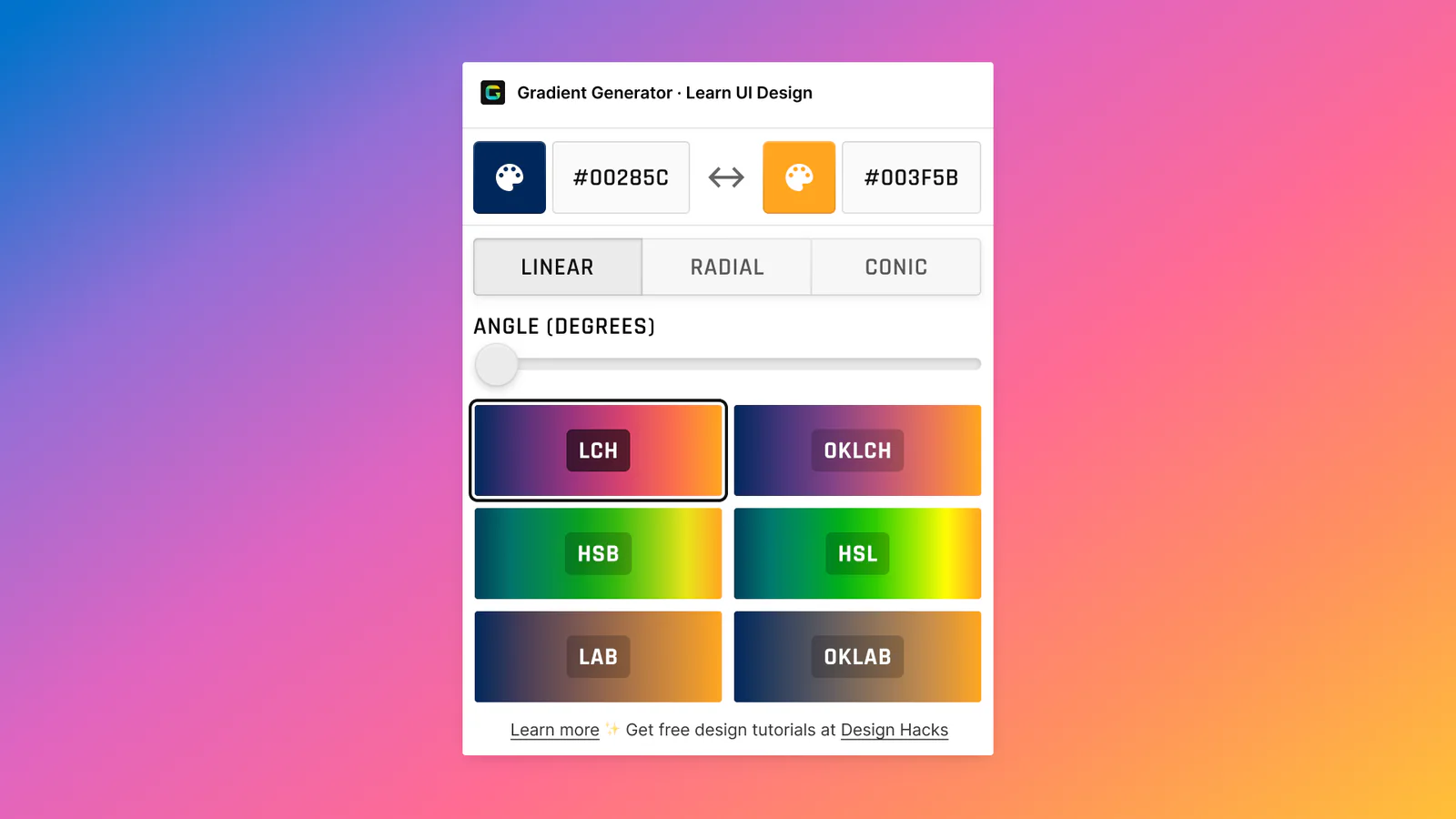 Gradient Generator · Learn UI Design Figma 插件详情预览图