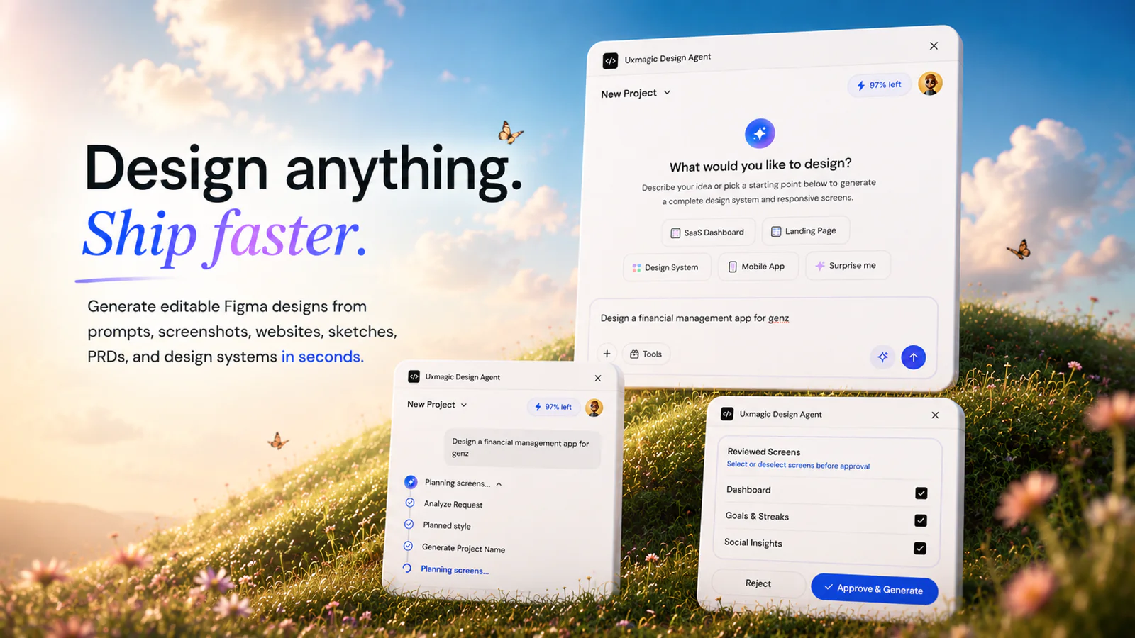 UXMagic: AI UI Generator, Website to Figma & Screenshot to UI Figma 插件详情预览图