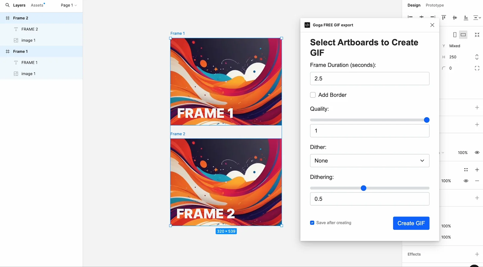 Goga FREE GIF export Figma 插件详情预览图