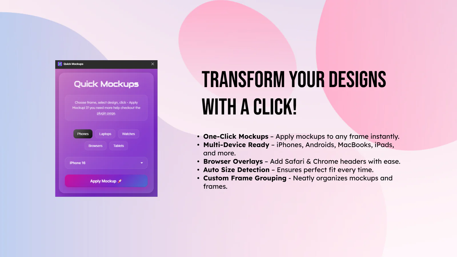 Quick Mockups - Create instant mockups! Figma 插件详情预览图