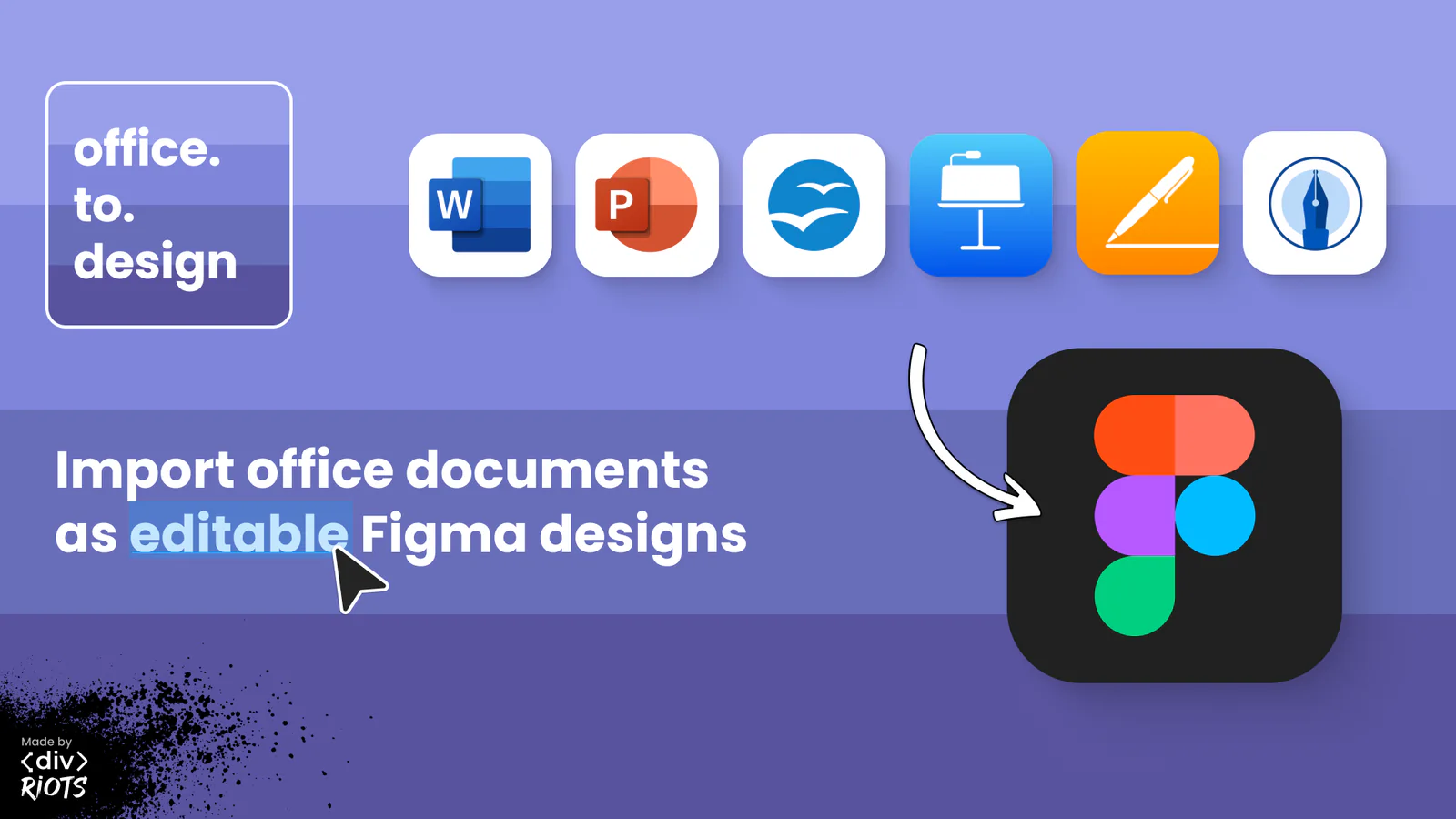 office.to.design — by ‹div›RIOTS — Import PowerPoint, Word, Keynote, Pages and more... Figma 插件详情预览图