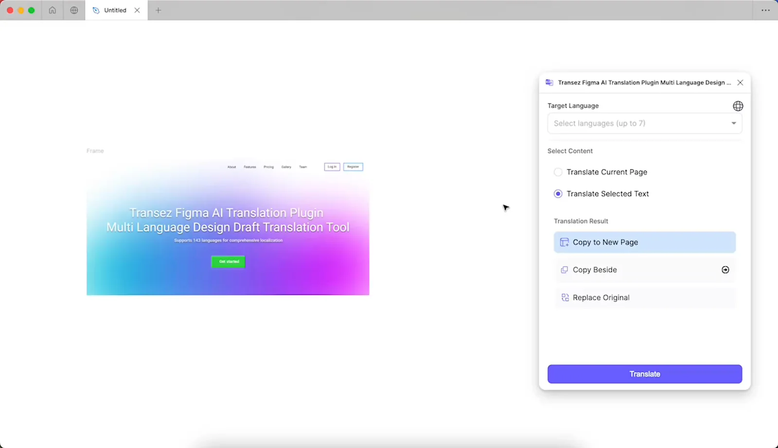 Transez : AI Translator | Customizable Localization & 143 Languages for Seamless Design Translation Figma 插件详情预览图