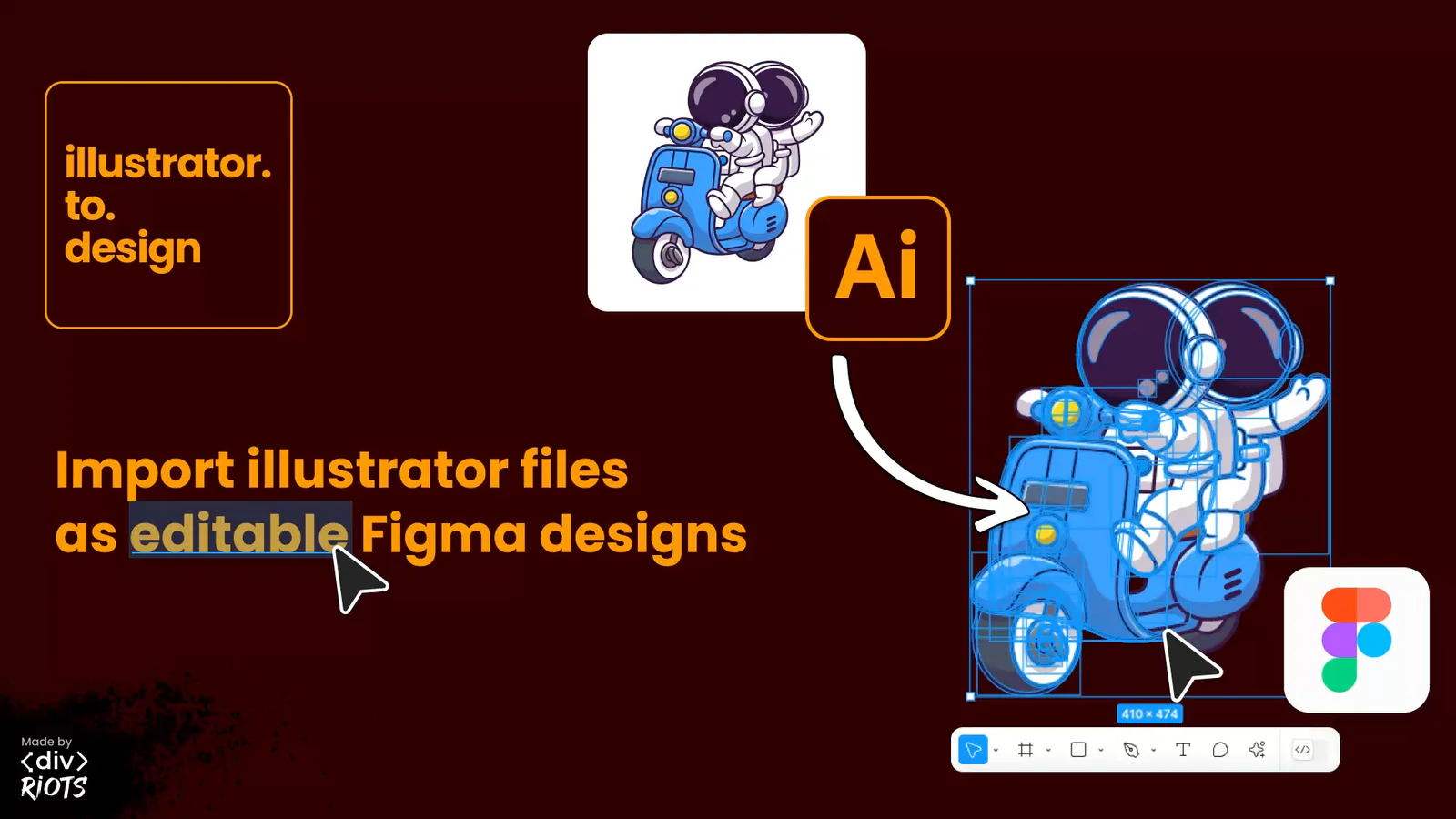 illustrator.to.design — by ‹div›RIOTS — Import Adobe Illustrator files (.ai) to Figma Figma 插件详情预览图