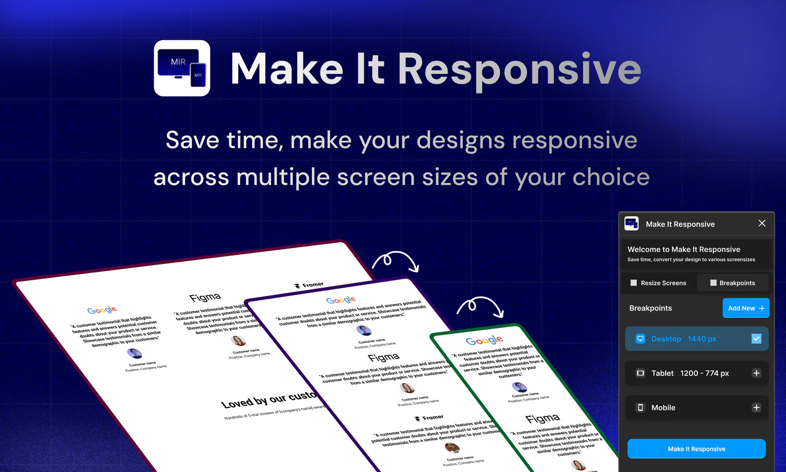 Make It Responsive - Convert Desktop to Mobile Screens and more Figma 插件详情预览图