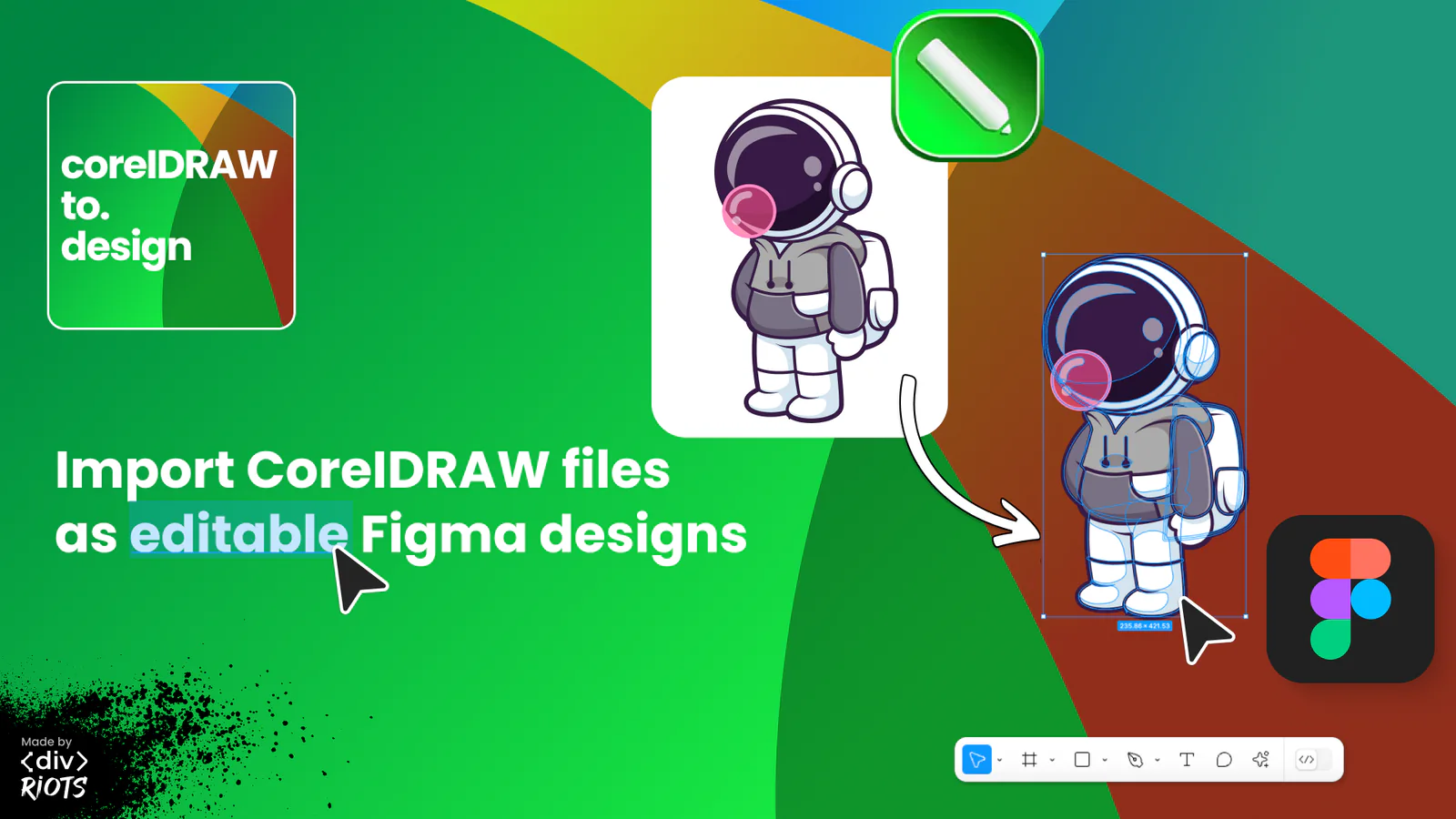 CorelDRAW.to.design — by ‹div›RIOTS — Import CorelDRAW files (.cdr) to Figma Figma 插件详情预览图