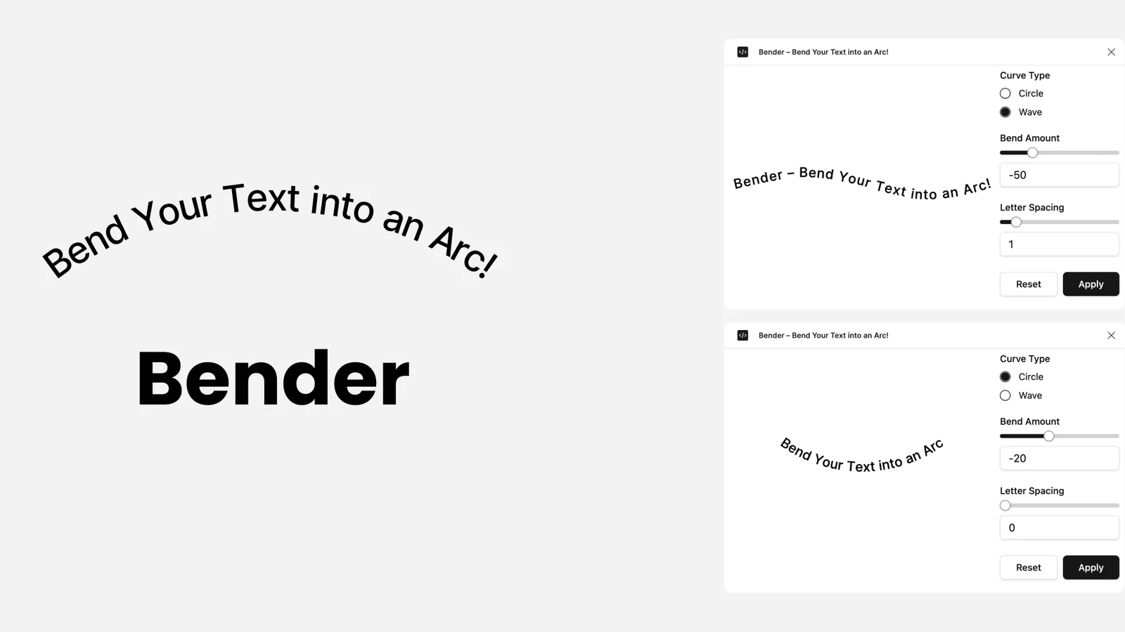 Bender – Bend Your Text into an Arc! Figma 插件详情预览图