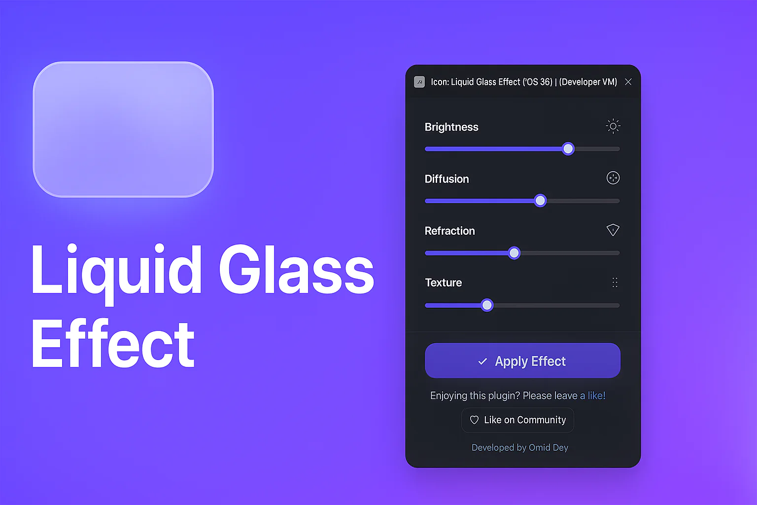 Liquid Glass Effect (iOS 26) Figma 插件详情预览图
