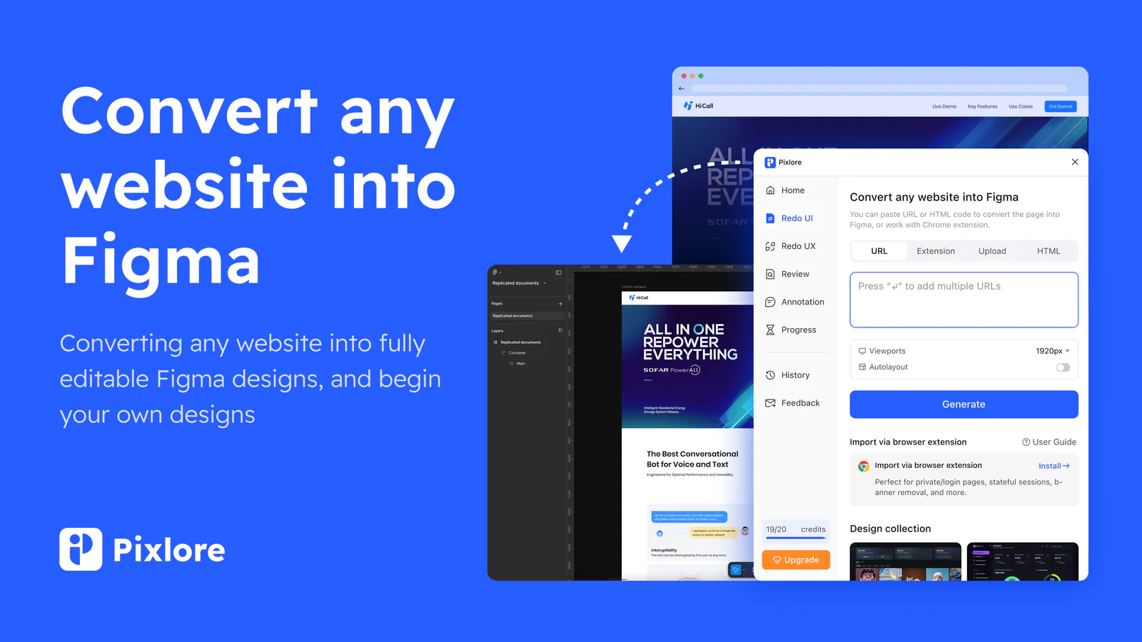 Pixlore - html to figma-AI Design Review & Multimodal Chat Figma 插件详情预览图