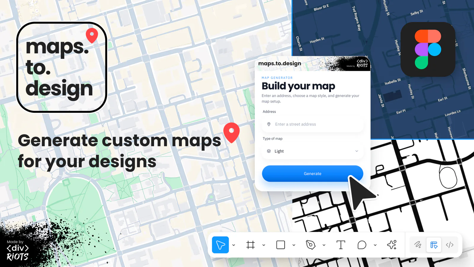 maps.to.design — by ‹div›RIOTS — Generate maps blazing fast Figma 插件详情预览图