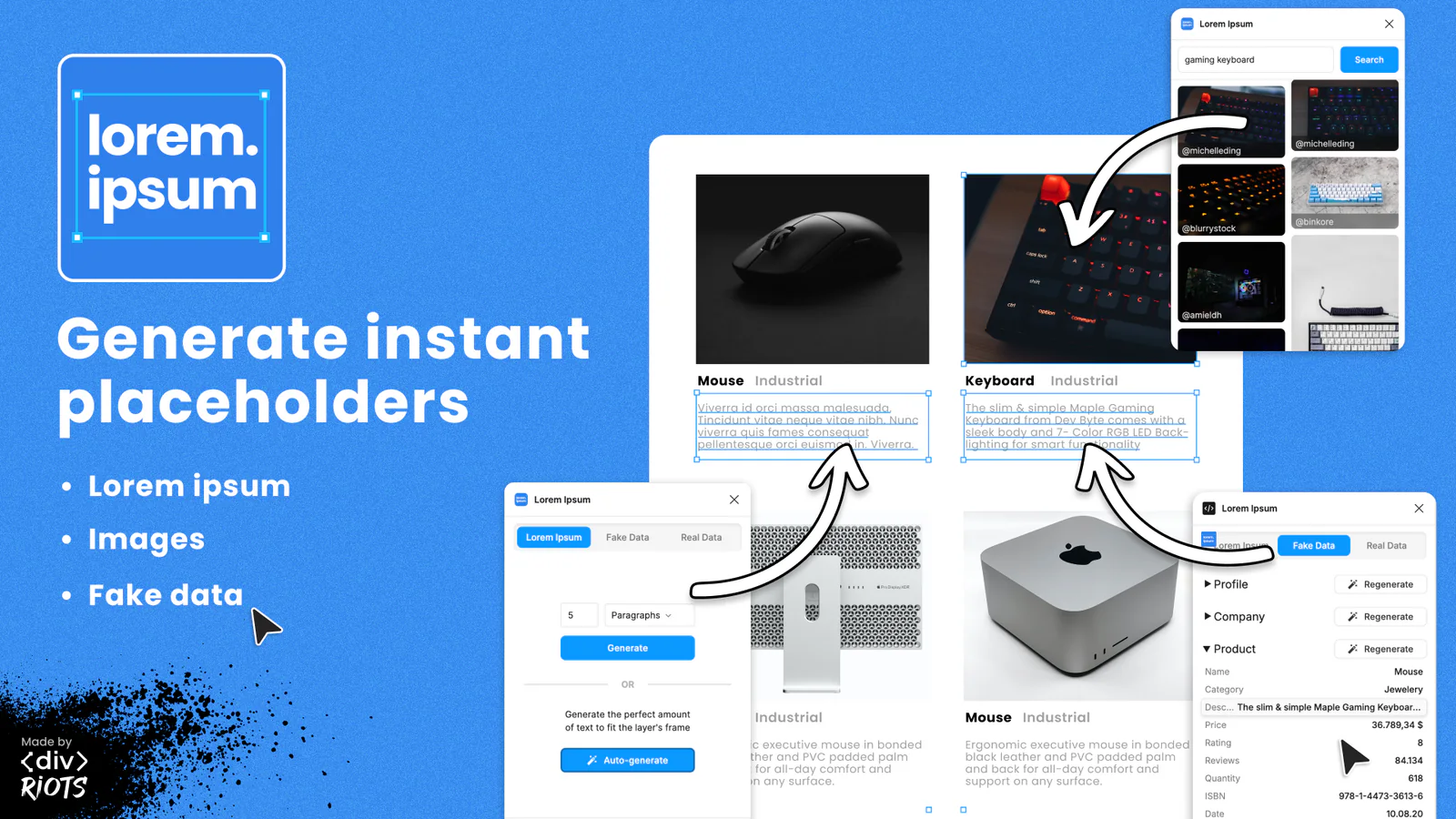 Lorem Ipsum — by ‹div›RIOTS Figma 插件详情预览图
