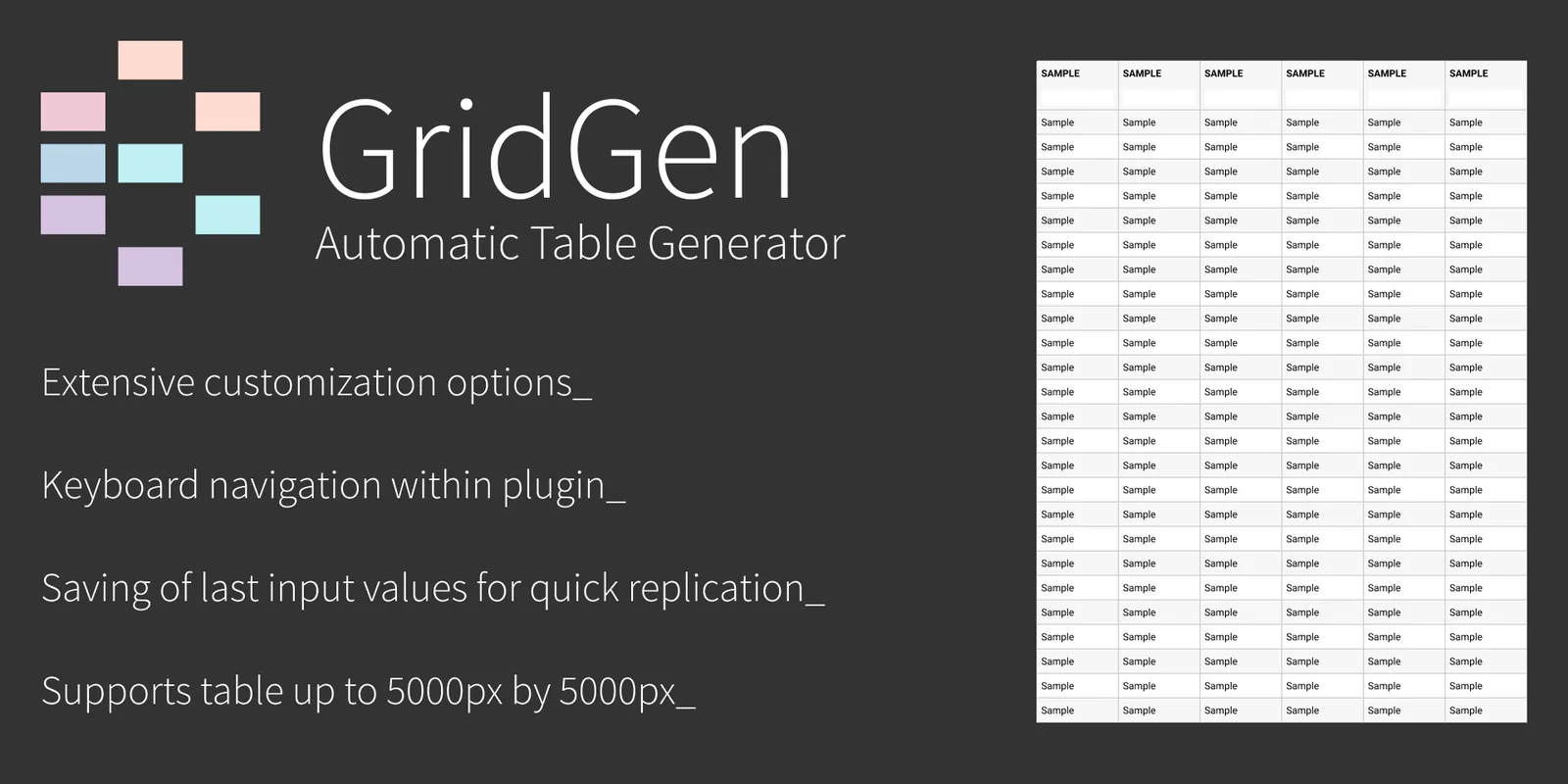 GridGen | Automatic Table Generator Figma 插件详情预览图