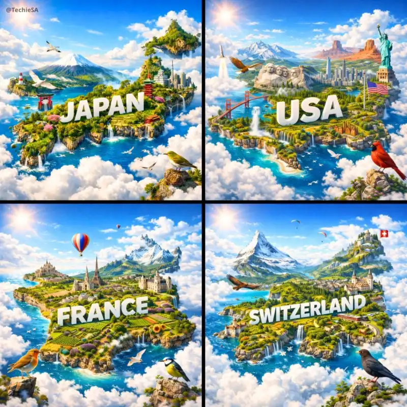 Create an ultra-HD, hyper-realistic digital poster of a floating miniature island shaped