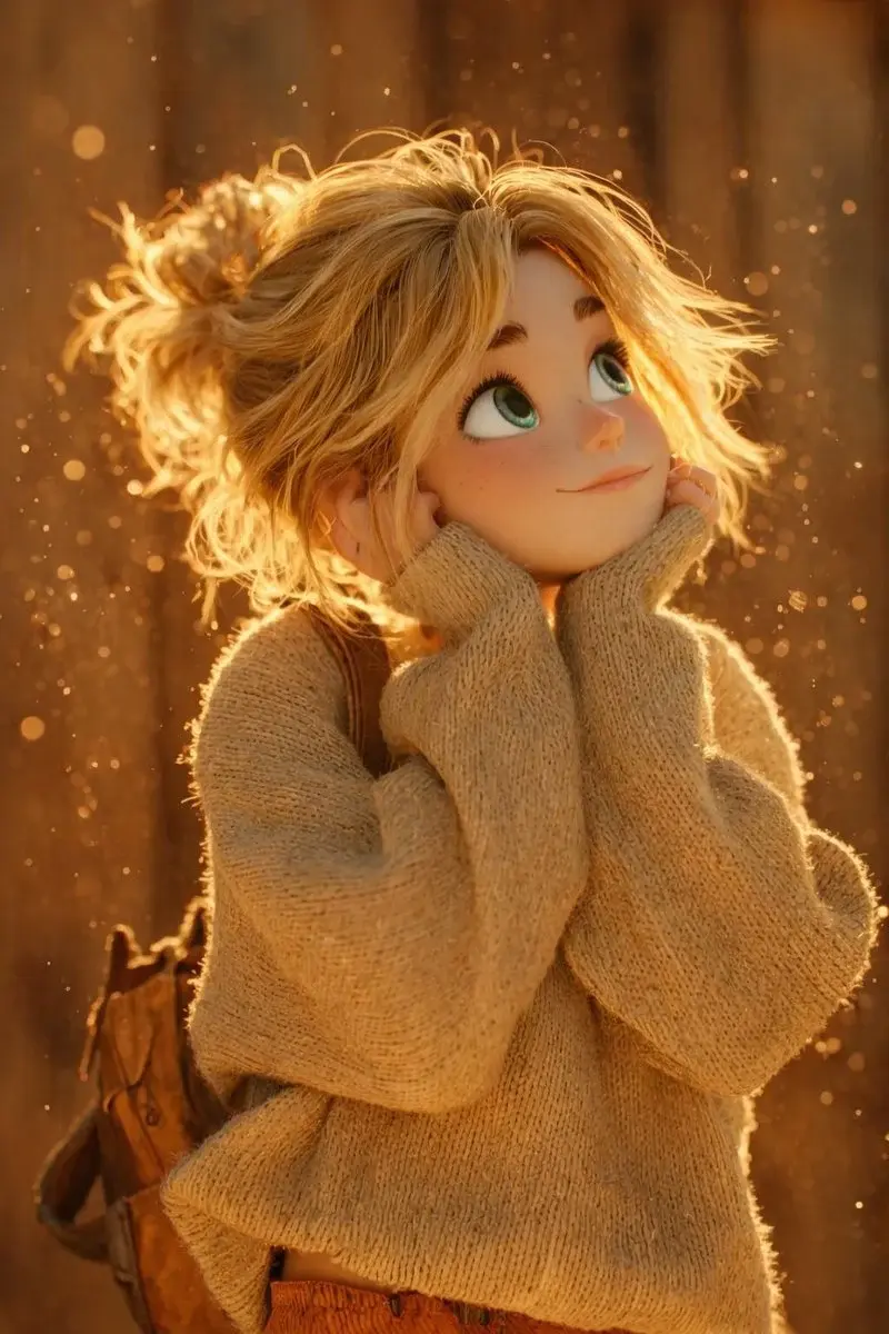 The scene is lit by warm golden hour sunlight, with glowing dust particles floating in t