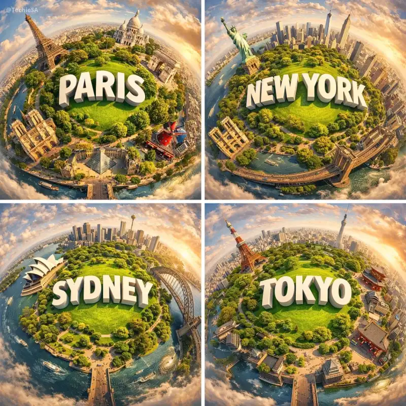 Create a hyperrealistic miniature planet showcasing [CITY] with famous landmarks seamles