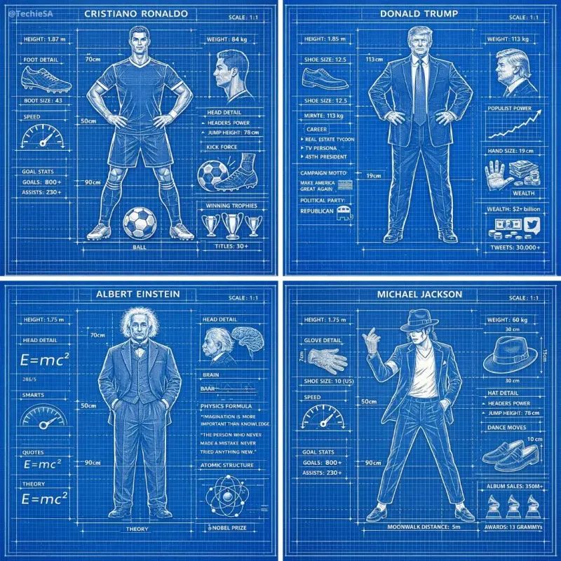 A detailed technical blueprint illustration of [CHARACTER], drawn in blueprint style on