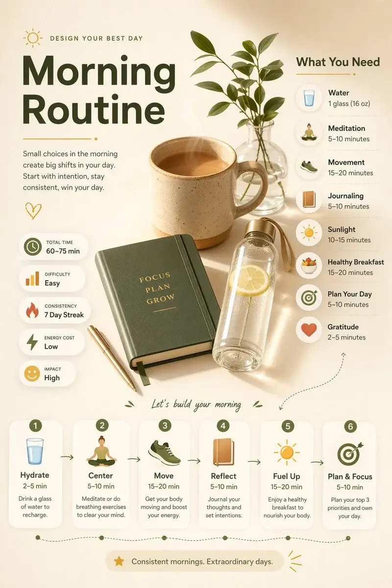 Ultra-clean modern editorial infographic on the topic of [ROUTINE] routine. Hero visual: