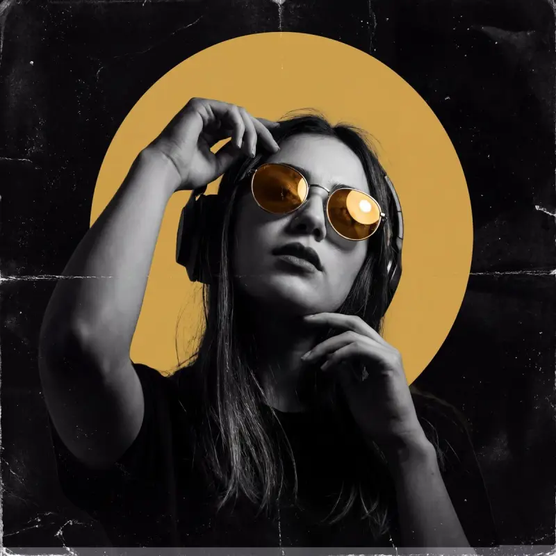 Create a dark, high‑contrast poster with a moody, underground club aesthetic. The compos