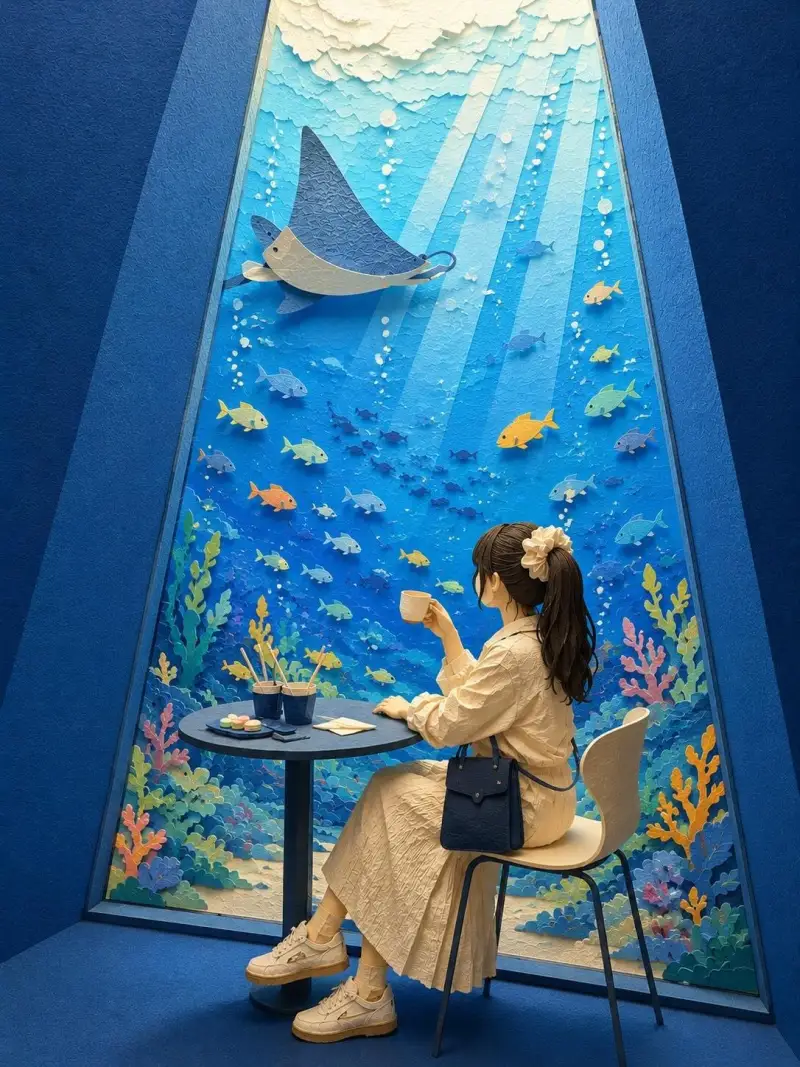Recreate this image in a paper craft style, simplifying the details to ma...