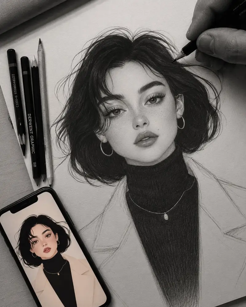 From screen to paper alive in graphite. Prompt ⤵️ Ultra-detailed graphite penci...