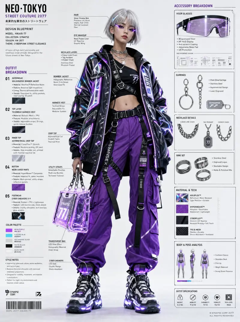 GPT Image 2 on ChatGPT PROMPT ⬇ Ultra-detailed fashion blueprint sheet of a fut...