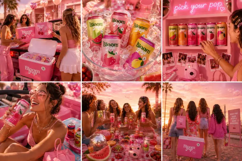 Built a full 6-grid campaign concept for Bloom Pop -THE PINK SUMMER PARTY Creat...