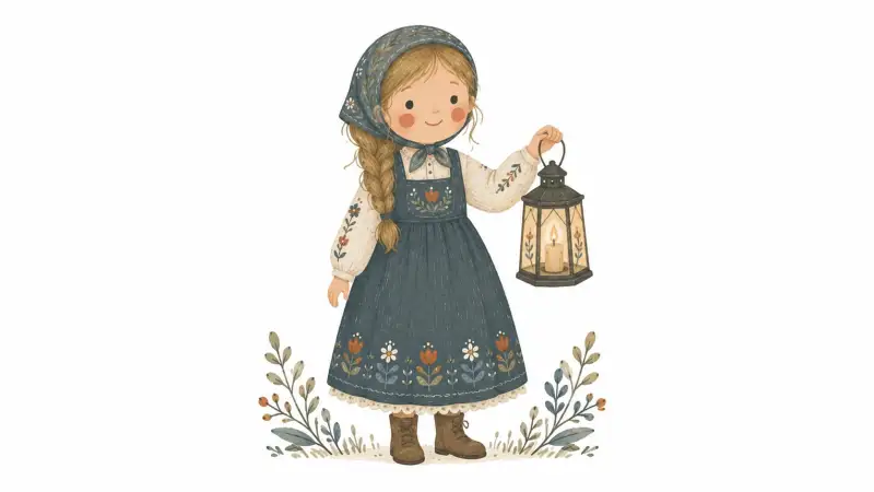 Create Scandinavian folk-art style illustration with cozy textures and timeless...