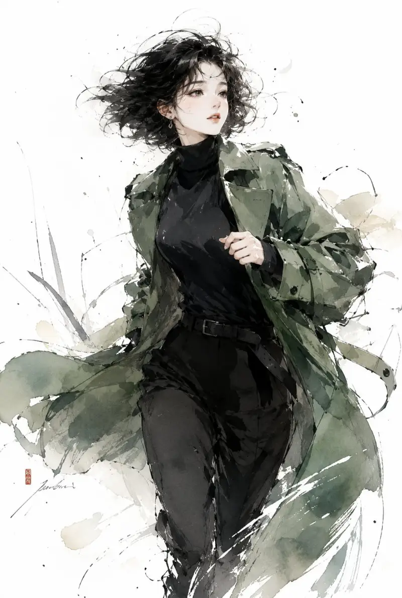 Dynamic motion in moody green and black. Image on ChatGPT