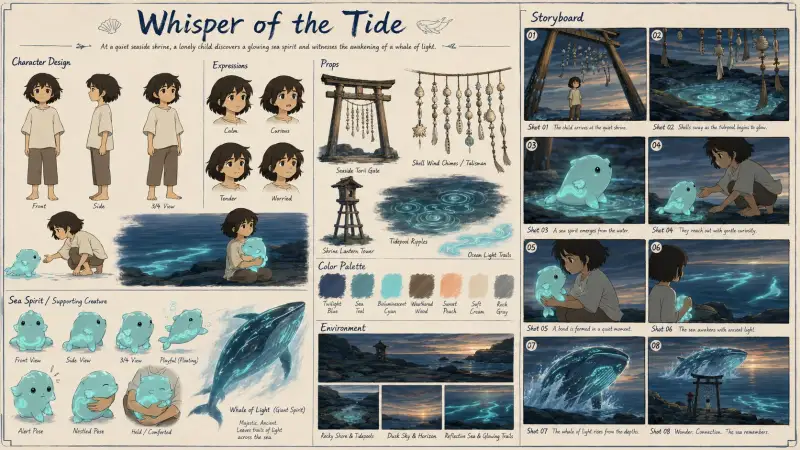 Step 1: Use GPT Image 2 to create a visual development sheet that combines a character card, env