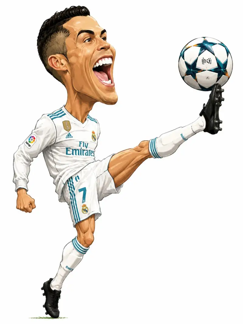 Running on goals, vibes, and pure confidence. Prompt ⤵️ Funny exaggerated caricature of Cristian