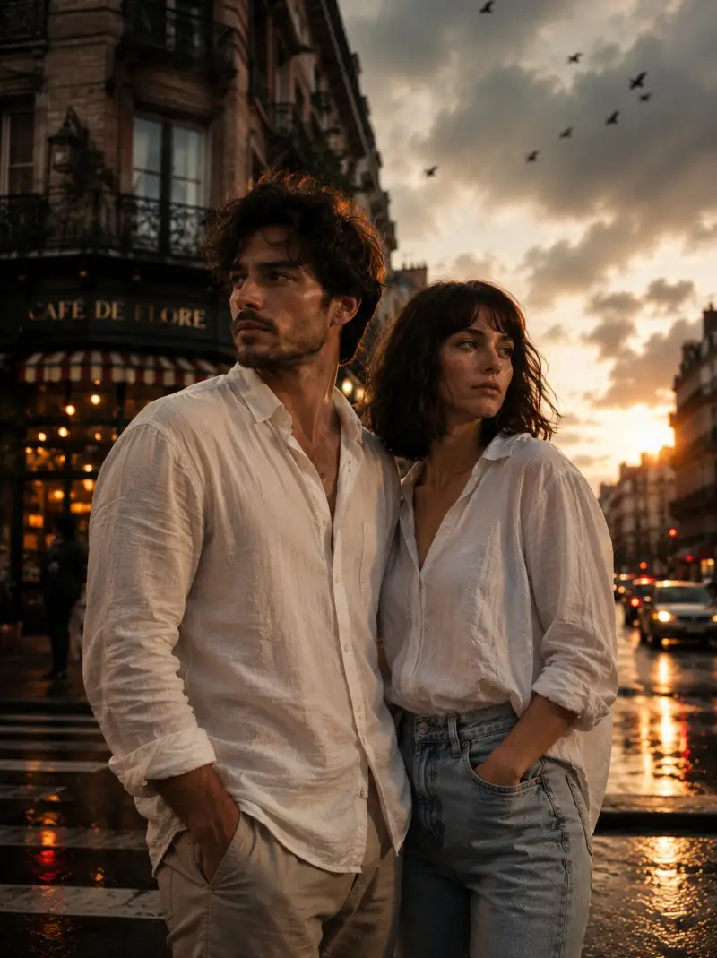Image Created On Chatgpt. Prompt 👇 Epic cinematic street portrait of a mysterious couple standi