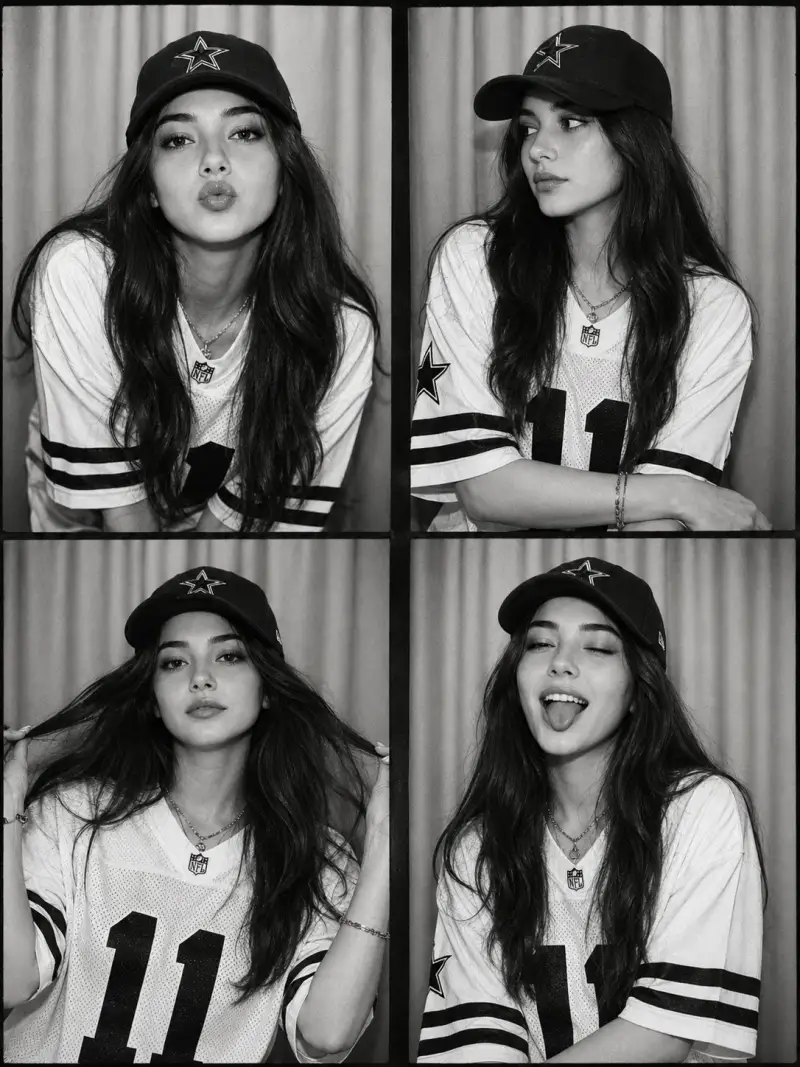 GPT image 2 via chatgpt Ultra-realistic black-and-white photobooth portrait collage of a stylish