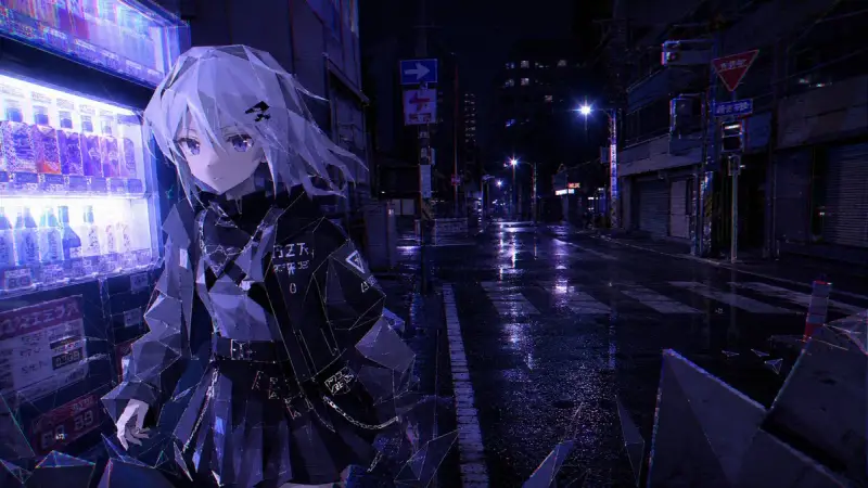 赛博朋克低多边形雨夜街道（图 4）