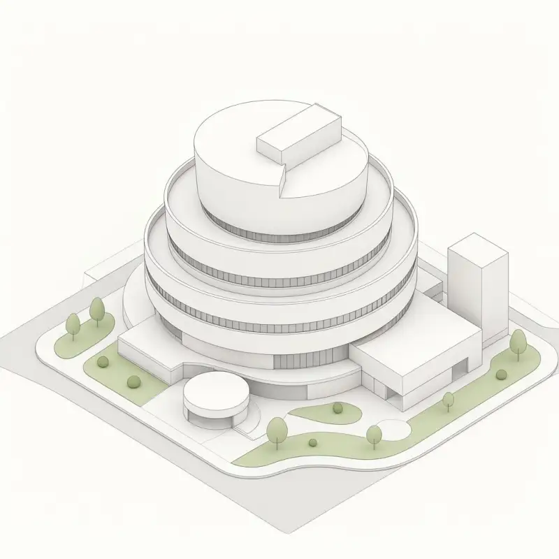 等轴测圆形博物馆建筑