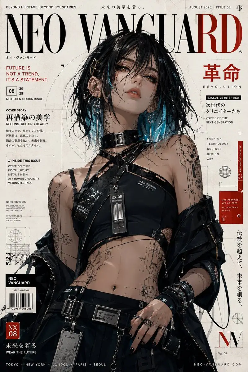 赛博朋克动漫时尚杂志封面（图 2）